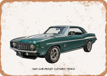 1969 Chevrolet Camaro Yenko Oil Painting - Rusty Look Metal Sign
