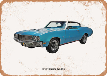 1970 Buick GS455 Oil Painting - Rusty Look Metal Sign