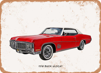 1970 Buick Wildcat Oil Painting - Rusty Look Metal Sign