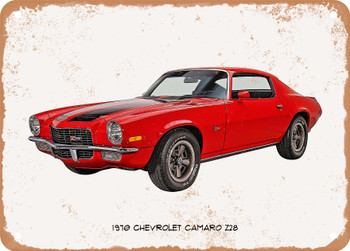 1970 Chevrolet Camaro Z28 Oil Painting - Rusty Look Metal Sign