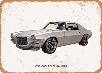 1970 Chevrolet Camaro Oil Painting - Rusty Look Metal Sign