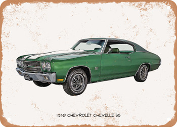 1970 Chevrolet Chevelle SS Oil Painting - Rusty Look Metal Sign