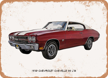 1970 Chevrolet Chevelle SS L78 Oil Painting - Rusty Look Metal Sign