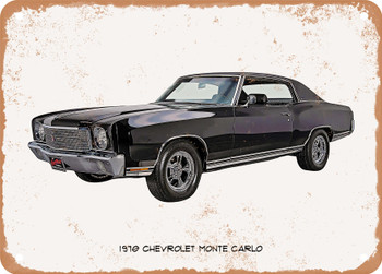 1970 Chevrolet Monte Carlo Oil Painting - Rusty Look Metal Sign