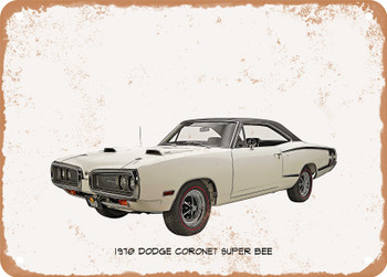 1970 Dodge Coronet Super Bee Oil Painting - Rusty Look Metal Sign