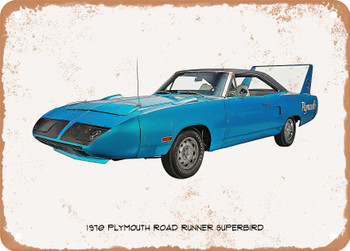 1970 Plymouth Road Runner Superbird Oil Painting - Rusty Look Metal Sign