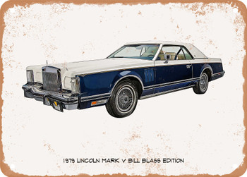 1979 Lincoln Mark V Bill Blass Edition Oil Painting - Rusty Look Metal Sign