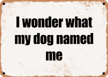 I wonder what my dog named me - Funny Metal Sign