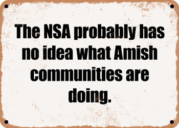 The NSA probably has no idea what Amish communities are doing. - Funny Metal Sign