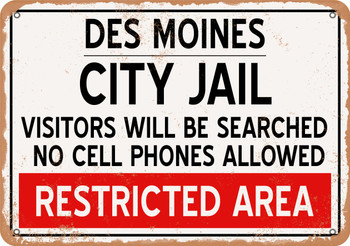 City Jail of Des Moines Reproduction - Metal Sign