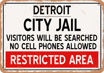 City Jail of Detroit Reproduction - Metal Sign