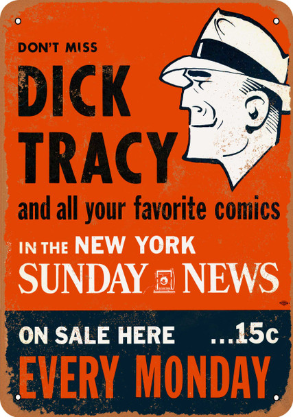 Dick Tracy Sunday Newspaper - Metal Sign