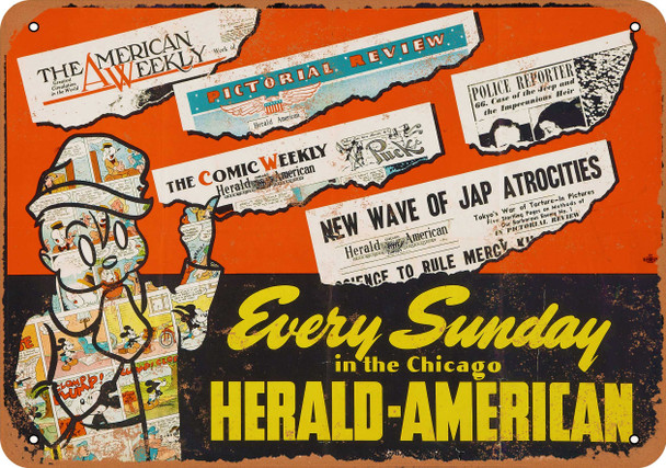 Chicago Herald American Comics - Metal Sign
