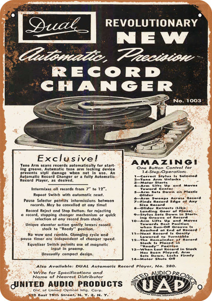 1955 Dual Turntables - Metal Sign