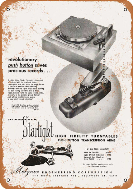 1957 Starlight Turntables - Metal Sign 1957 Starlight Turntables - Metal Sign