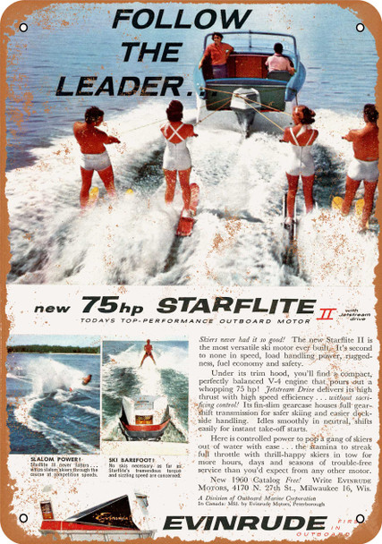 1960 Evinrude 75hp Starflite II - Metal Sign
