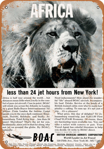 1960 Africa via BOAC - Metal Sign