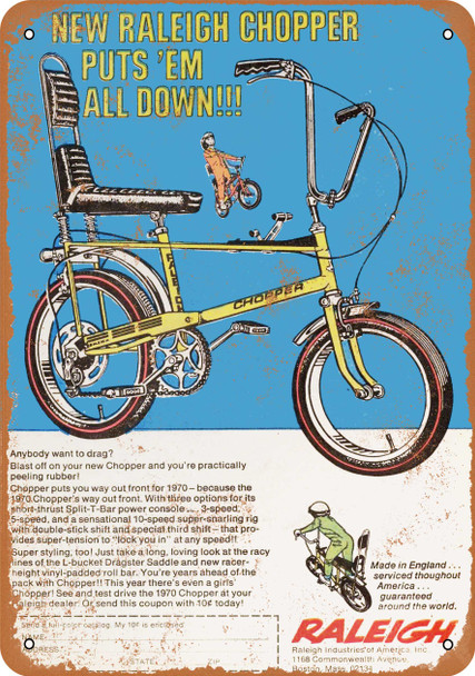 1970 Raleigh Chopper Bicycle - Metal Sign