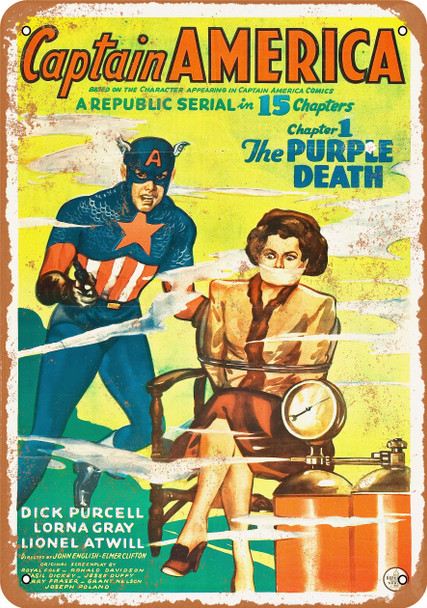 1944 Captain America Serial - Metal Sign