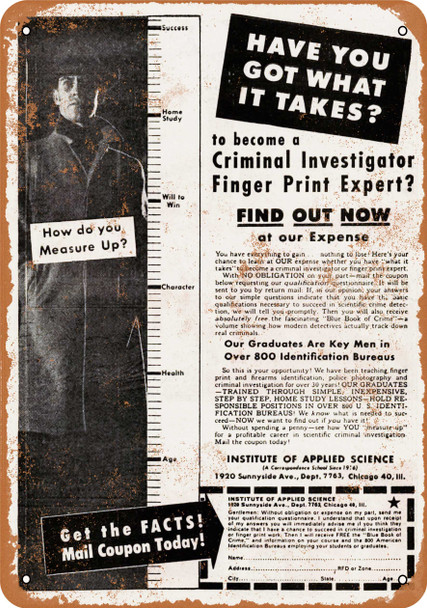 1952 Become a Criminal Investigator - Metal Sign