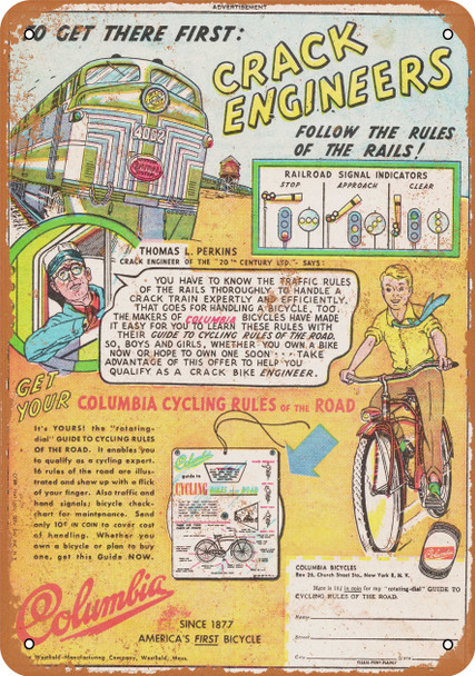 1947 Columbia Bicycles - Metal Sign