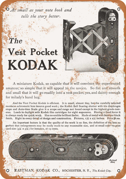 1912 Kodak Vest Pocket Camera - Metal Sign