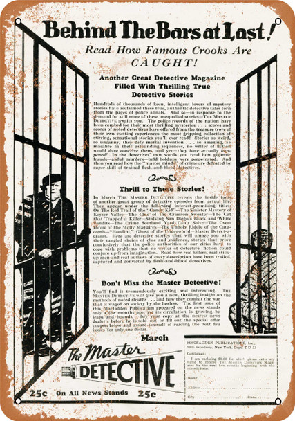1930 Become a Master Detective - Metal Sign