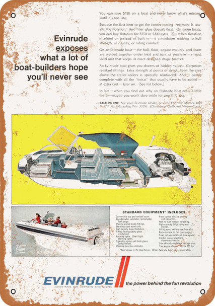 1968 Evinrude Speed Boats - Metal Sign