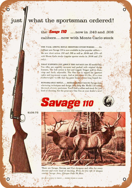 1958 Savage 110 Rifles - Metal Sign