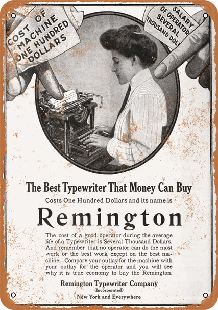 1910 Remington Typewriters - Metal Sign