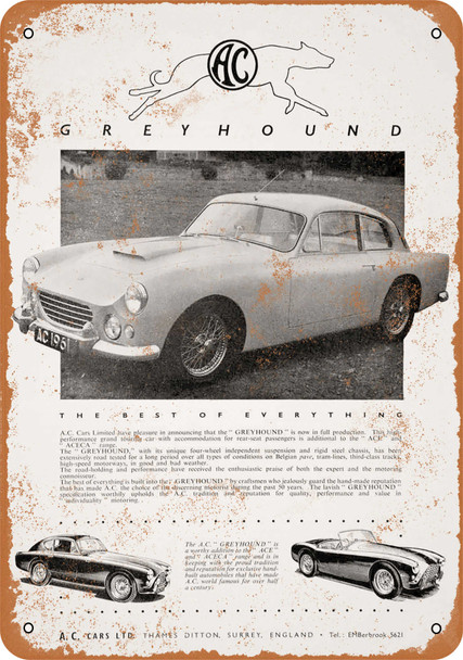 1960 AC Greyhound Automobiles - Metal Sign 1960 AC Greyhound Automobiles - Metal Sign