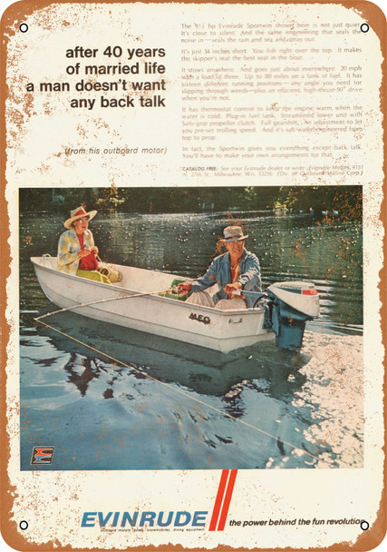 1968 Evinrude Outboard Motors - Metal Sign