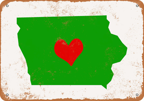 Love Heart Iowa - Metal Sign