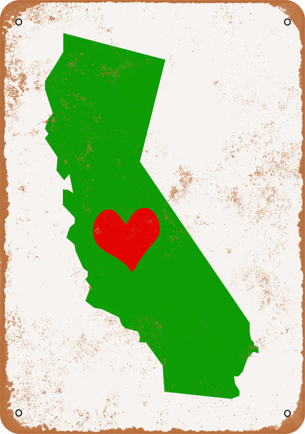 Love Heart California - Metal Sign