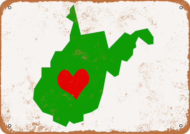 Love Heart West Virginia - Metal Sign