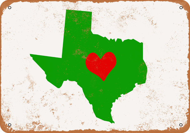 Love Heart Texas - Metal Sign