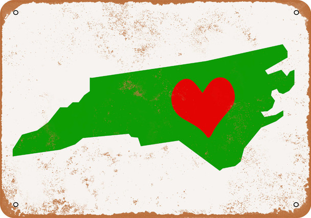 Love Heart North Carolina - Metal Sign