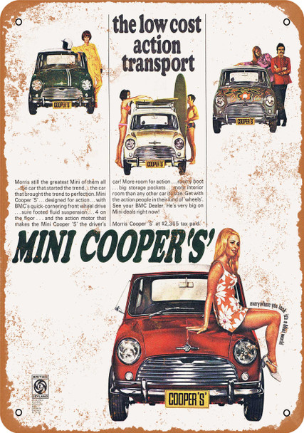 1969 Mini Cooper - Metal Sign 1969 Mini Cooper - Metal Sign
