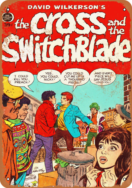 1972 Cross and the Switchblade Comic - Metal Sign