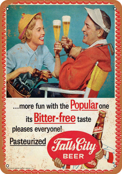 Falls City Beer and Golf - Metal Sign