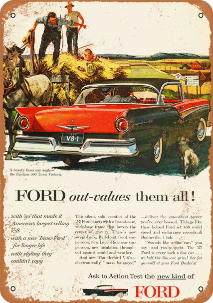 1957 Ford Fairlane 500 Town Victoria - Metal Sign 1957 Ford Fairlane 500 Town Victoria - Metal Sign