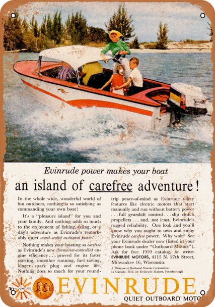 1959 Evinrude Boat Motors - Metal Sign