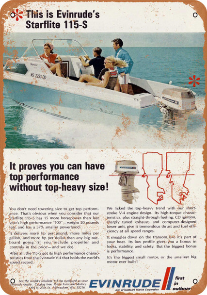 1964 Evinrude Boat Motors - Metal Sign