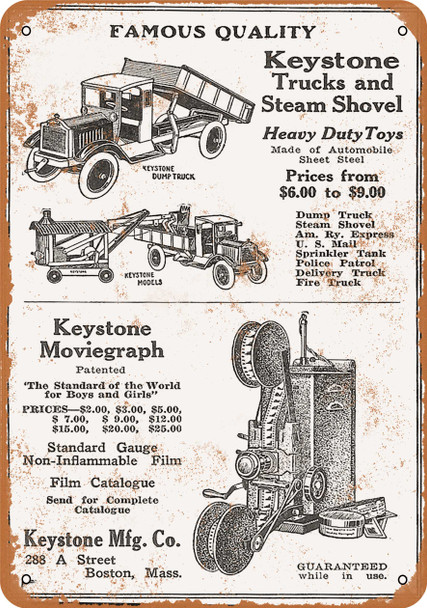 1925 Keystone Toys and Movie Projectors - Metal Sign