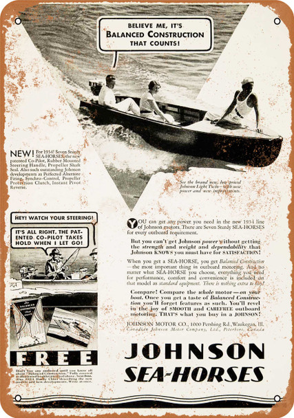 1934 Johnson Boat Motors - Metal Sign