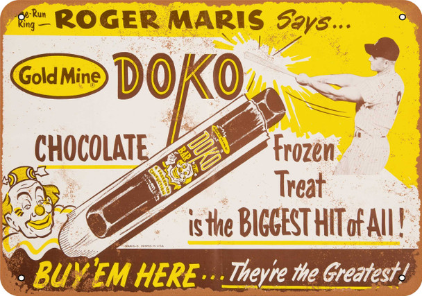 1962 Roger Maris for Doko Ice Cream Bars - Metal Sign