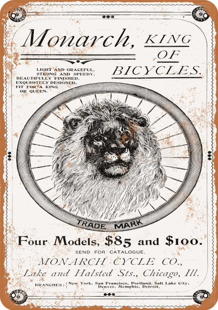 1895 Monarch Bicycles - Metal Sign