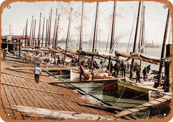 1900 Oyster Boats New Orleans - Metal Sign