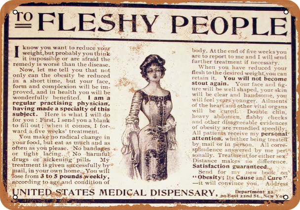 1905 Fleshy People Lose Weight - Metal Sign