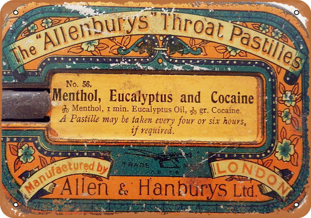 1918 Cocaine Lozenges - Metal Sign